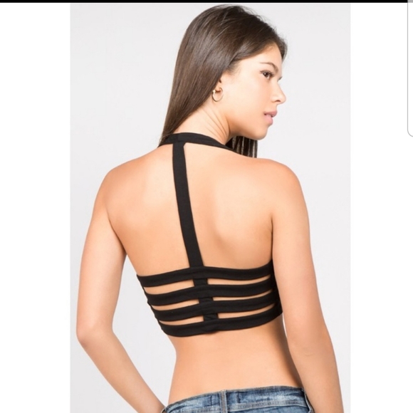 Black cage back soft and stretchy bralette - Picture 2 of 4